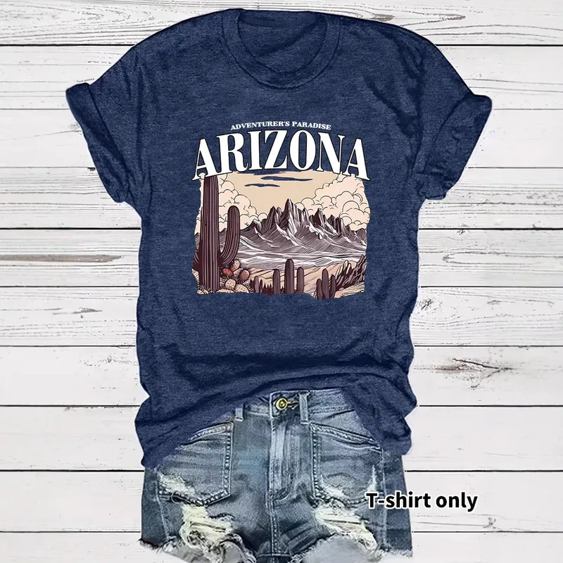Women's T-shirt Short Sleeve T-Shirts Printing Casual Clouds Cactus Vocabulary Words/Name