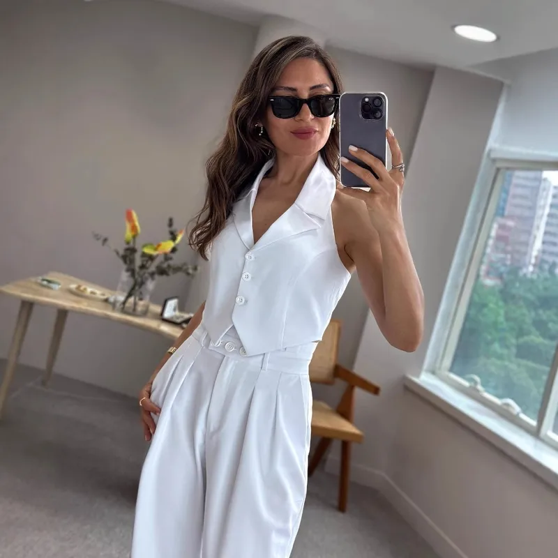 Women's Vest Sleeveless Blazers Vintage Style Streetwear Solid Color
