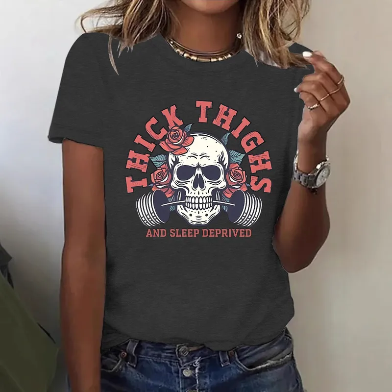 Women's T-shirt Short Sleeve T-Shirts Printing Casual Pastoral Streetwear Vocabulary Words/Name Slogan Graffiti