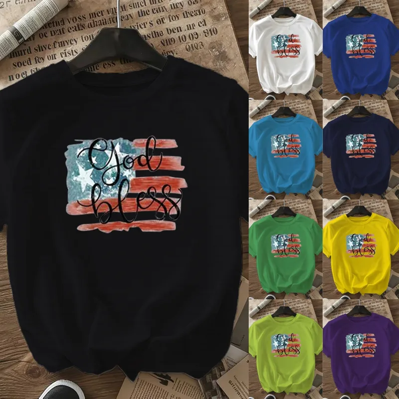 Women's T-shirt Short Sleeve T-Shirts Casual Vocabulary Words/Name Star Stripe