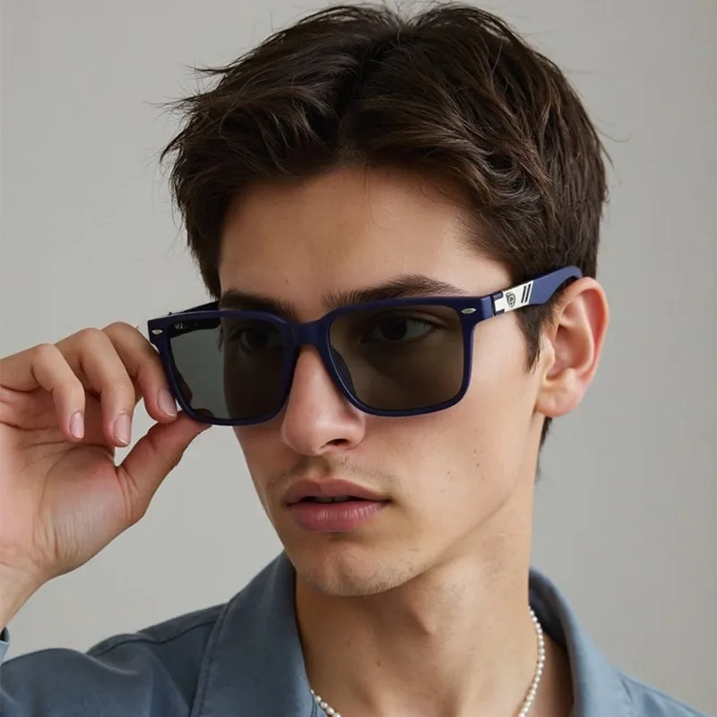 Casual Business Retro Solid Color PC Polarized UV400 Protection Square Full Frame Glasses