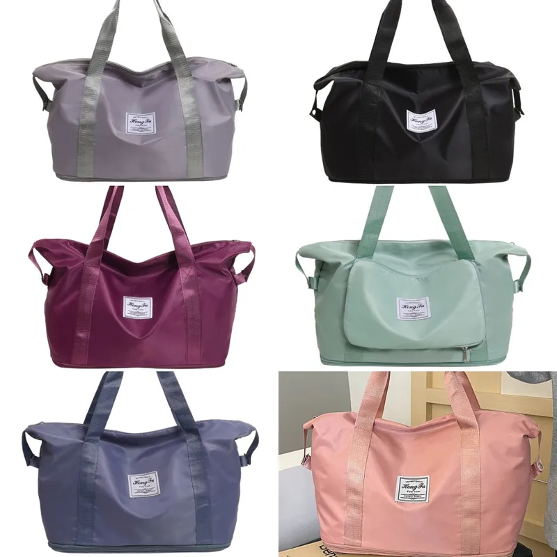 Women's Oxford Cloth Solid Color Classic Style Square Zipper Shoulder Bag Travel Bag