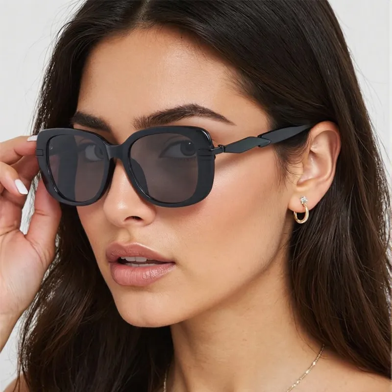 IG Style Casual Retro Solid Color PC UV400 Protection Oval Frame Full Frame Glasses