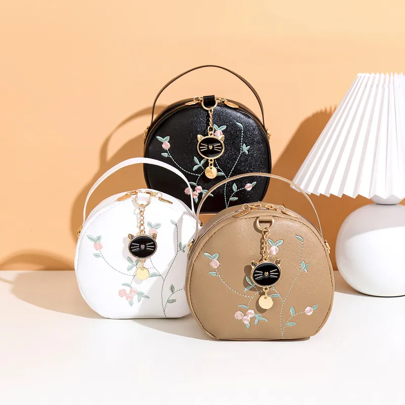Women's Printed Cat Head Small Round Bag Wholesale  Summer New Personality Shoulder Diagonal Change Small Bag