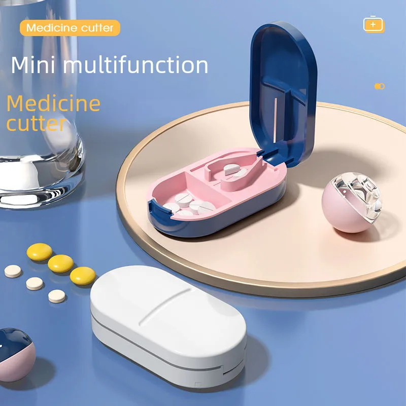 New Style Medicine Cutter Medicine Dispenser 1/4 Medicine Cutting Medicine One And Two Cutting Tablets Artifact Portable Medicine Storage Medicine Box