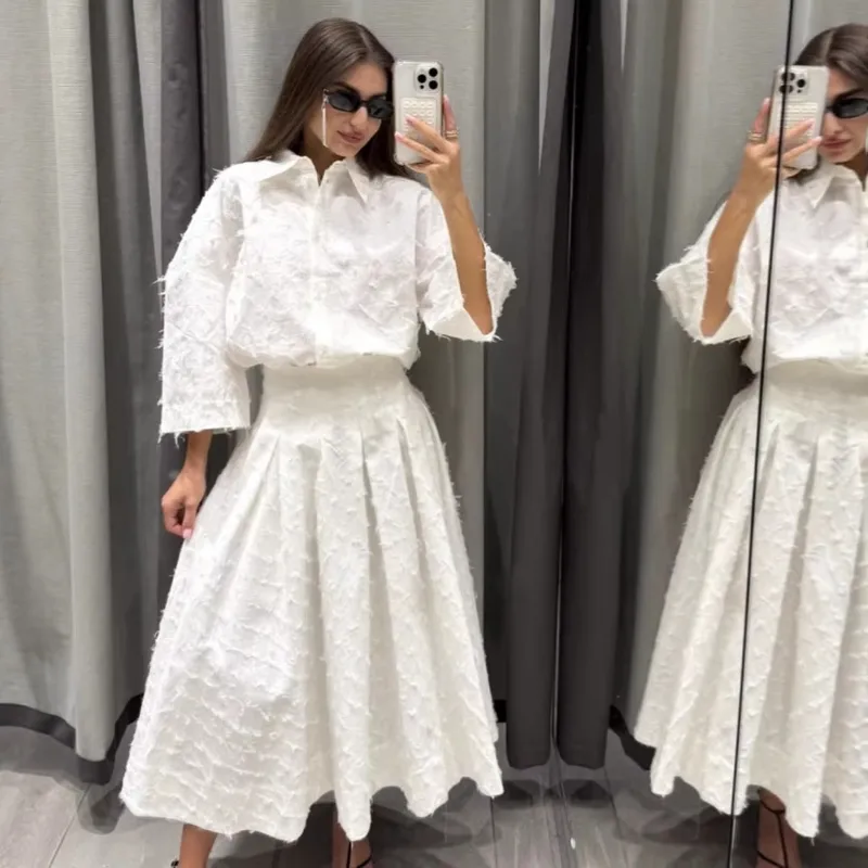 Holiday Selfie Street Women's Casual Elegant Streetwear Solid Color Cotton Polyester Skirt Co-ord Set Shorts Sets