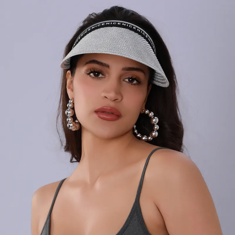 Women's Casual Sport Style Letter Wide Eaves Sun Hat