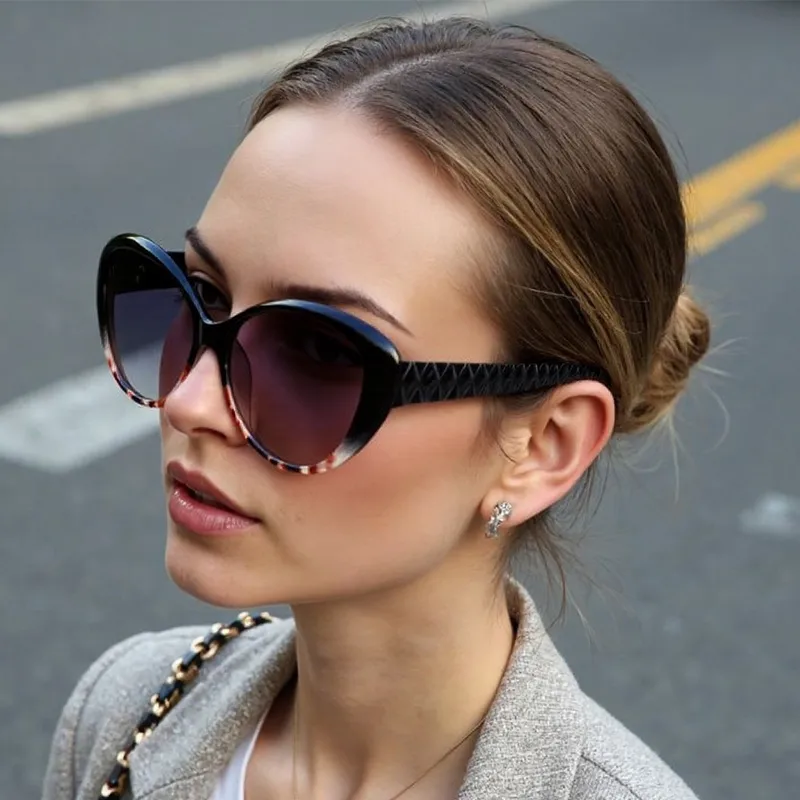 Retro Streetwear New Style Solid Color PC UV400 Protection Cat Eye Full Frame Glasses
