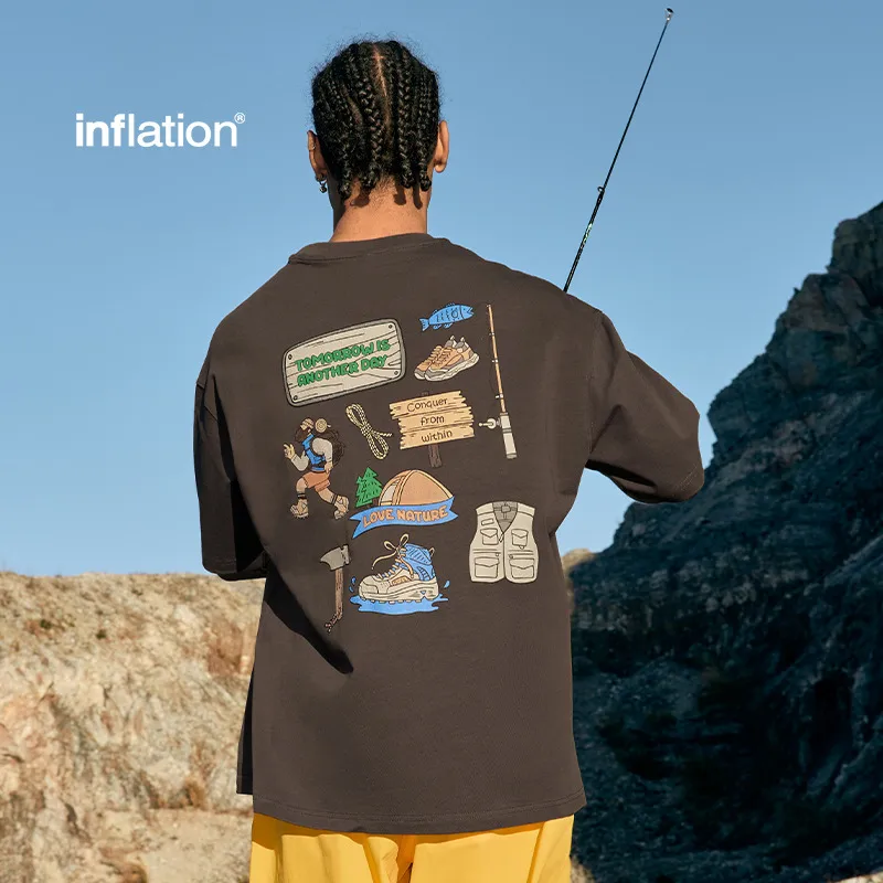 Jie Zhan Men's Wear | Foam Stereo Printed T-shirt  New 265G Heavy Brand Loose Crewneck Short Sleeve