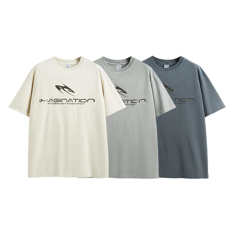 Jie Zhan Discount Store | Titanium Bright Face Wash Water Abraded T-shirt  Spring/Summer Fashion Brand Loose Street Short Sleeve Jacket