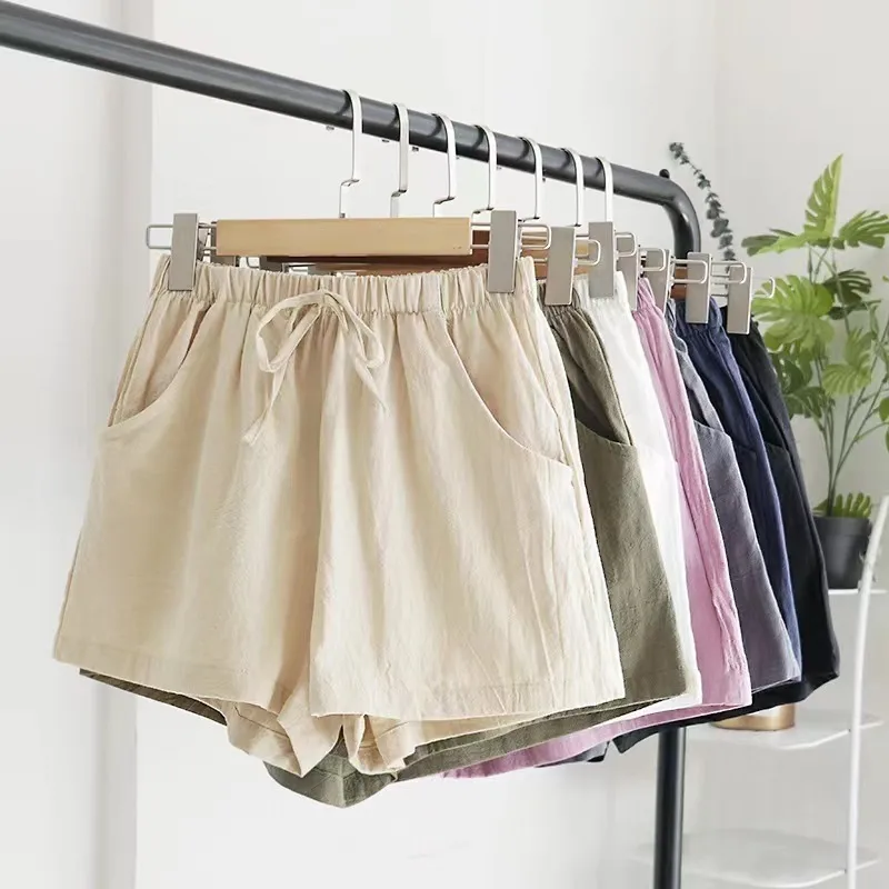 Cotton Linen Casual Shorts Women's Plus Size Wide Leg Pants Home Beach Hot Pants Summer Loose Sports Pants Direct Selling