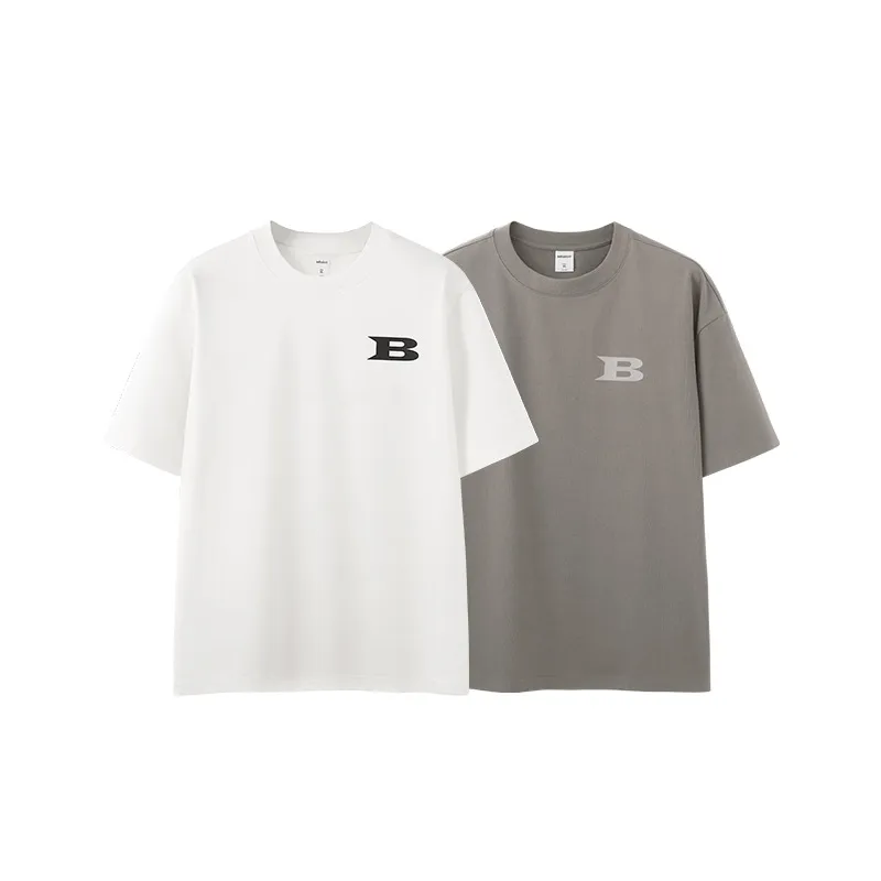 Jie Zhan Men's Wear | Heavy Letter Printed T-shirt  Spring/Summer New Pin Solona Cool Loose Shoulder Short Sleeve Men