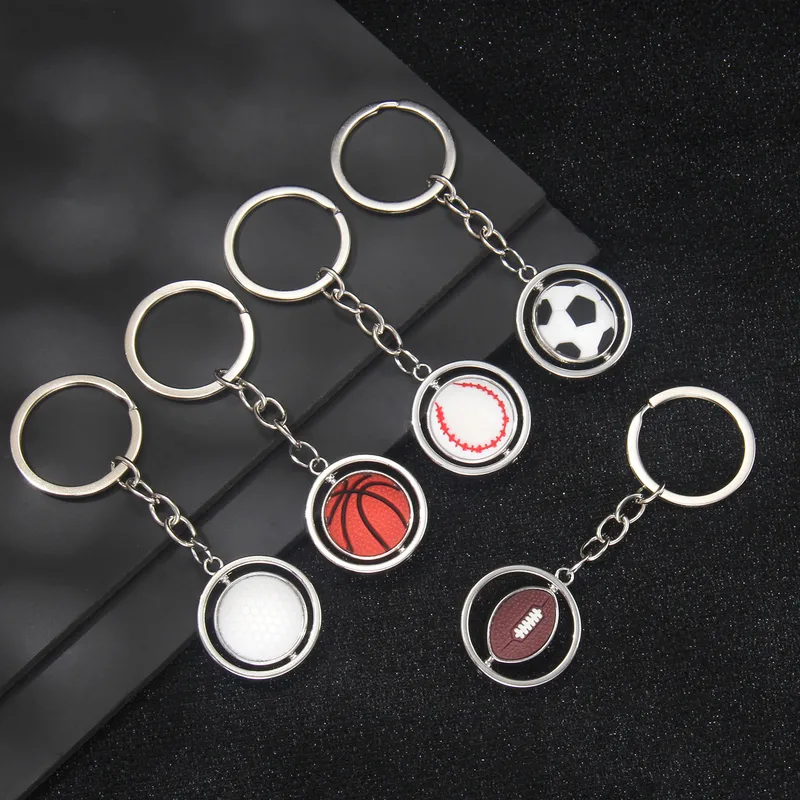1 Piece Sport Style Baseball Rugby Basketball PVC Alloy Iron Keychain