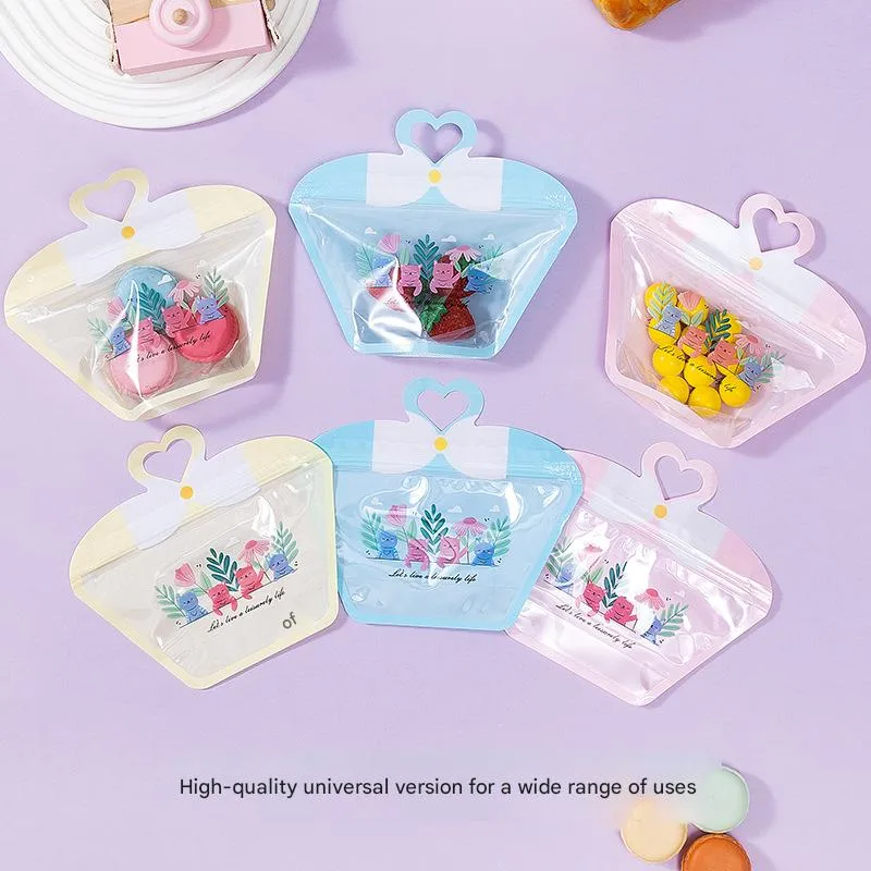 Universal Cute Cartoon Handheld Bear Ziplap Bag Transparent Ins Candy Snack Cookie Toy Gift Storage Bag