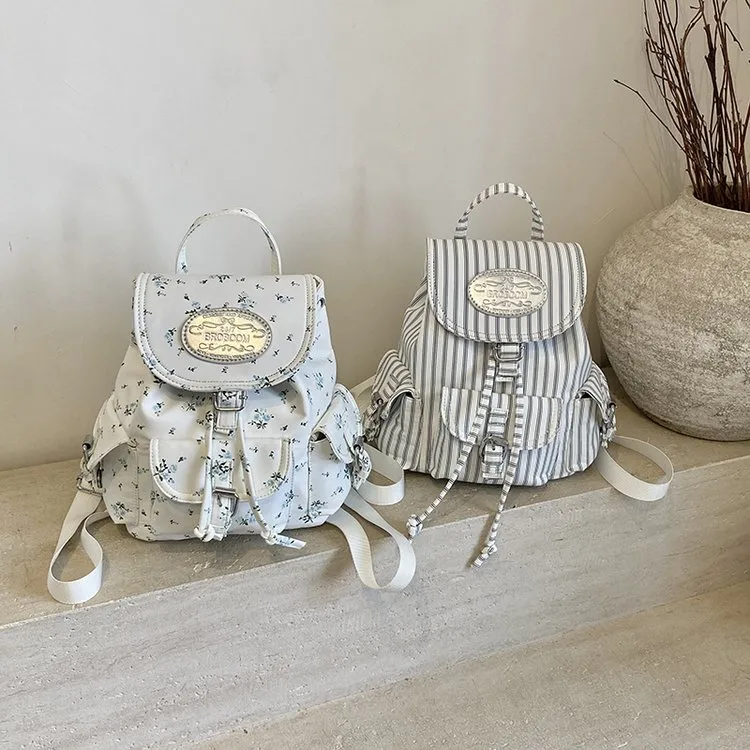 Ditsy Floral Stripe Casual Holiday Women's Backpack