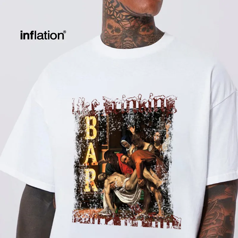 Jie Zhan Men's Wear | Funny Art Painting Printed T-shirt  Spring/Summer New American Street Loose Short Sleeve Jacket