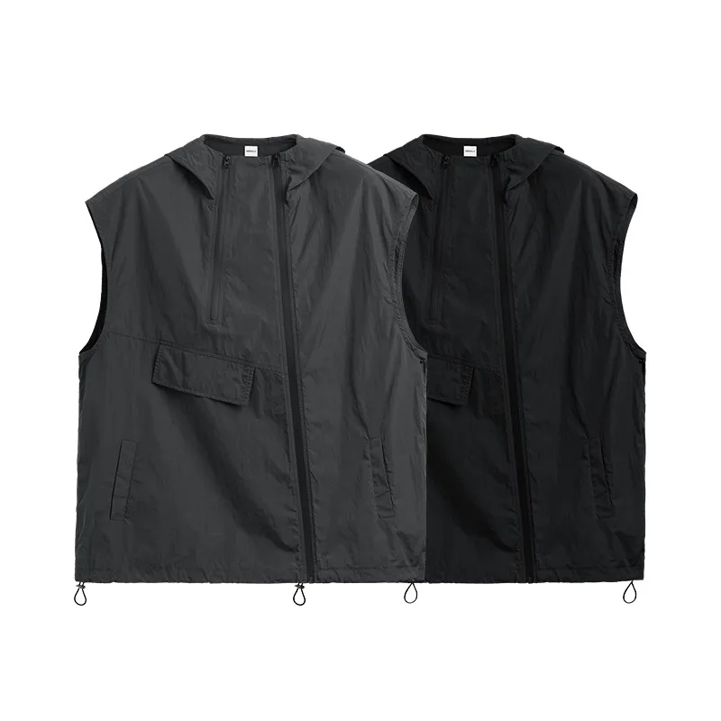 Jie Zhan Men's Wear | Functional Zipper Vest  Spring/Summer New New Vest Fashion Brand Street Hooded Jacket