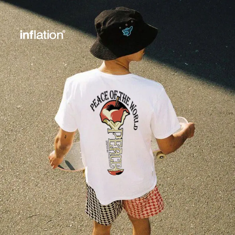 Jiezhan Men's | Peace Printing Fruit Fun T-shirt  Spring And Summer New Loose Tide Crewneck Top Short Sleeve