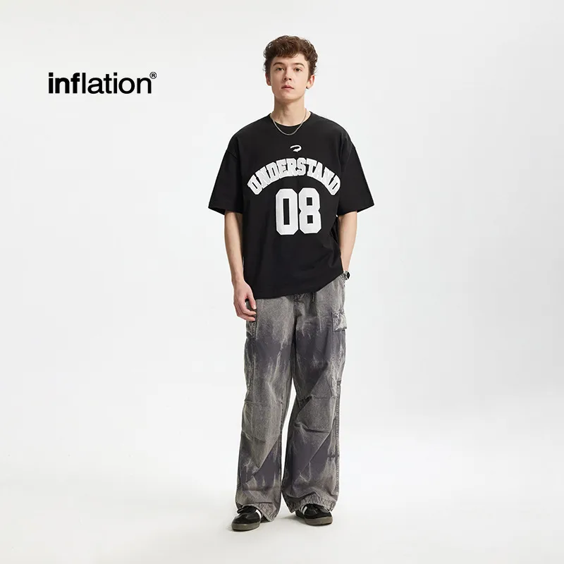 Jie Zhan Men's Wear | Foam American Letter Printing T-shirt  Spring/Summer New Beauty Tide Digital Printing Short Sleeve Men