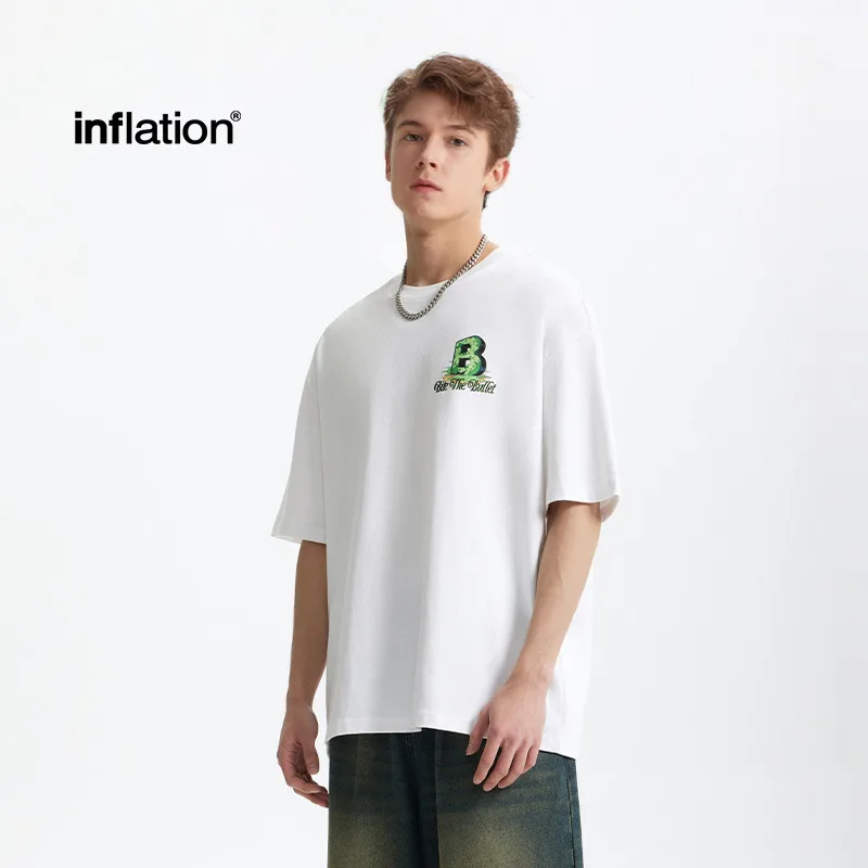 Jie Zhan Men's Wear | American Character Letter B Printed T-shirt  Spring/Summer New Street Loose Casual Short-sleeved Men