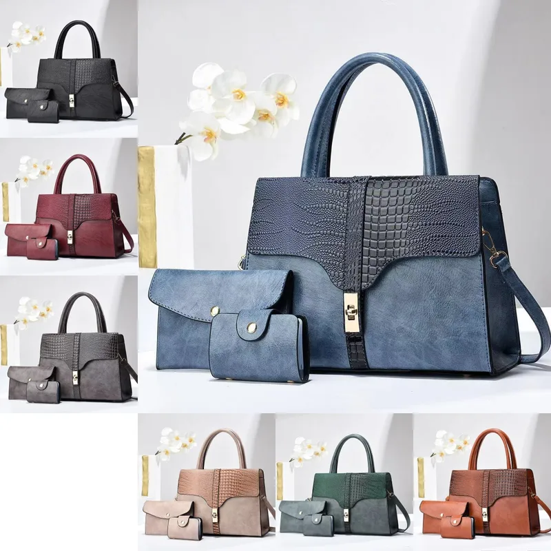 Women's Pu Leather Color Block Crocodile Streetwear Square Zipper Shoulder Bag