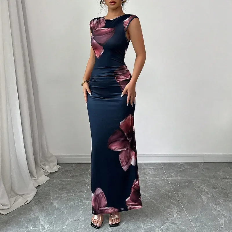 Europe And The United States Slim Dress Sleeveless One-step Skirt  Foreign Trade Designed Dress Hip Dress Women