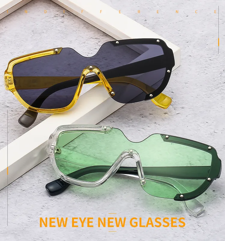 Distinctive Funny Hip-hop One-piece Sunglasses Cyber Celebrity Star Decoration Trendy Sunglasses Street Personality Fashion Glasses 8721