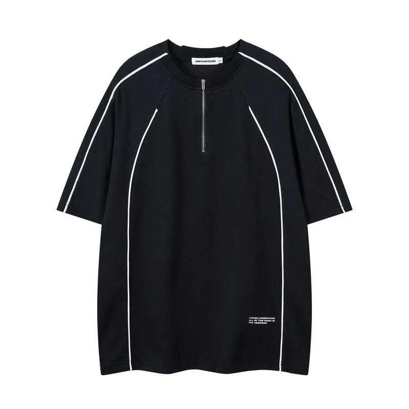 Jiayiku Men's  Summer New American Retro Functional Fashion Brand Embedded Design Short-sleeved T-shirt For Men