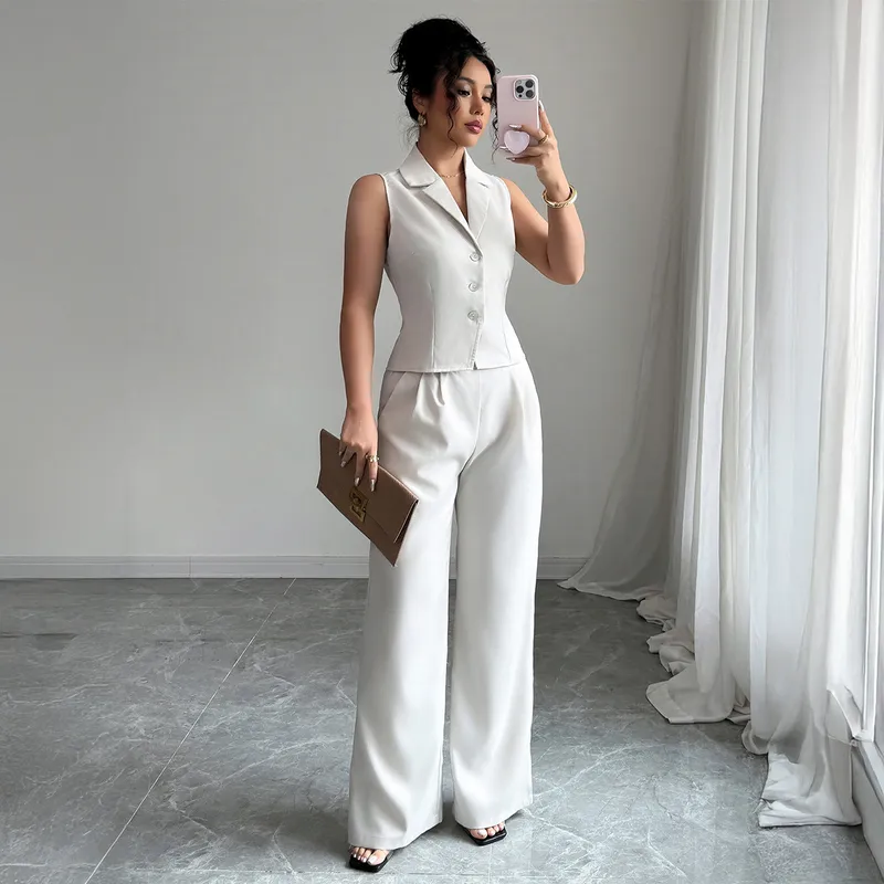 Office Daily Women's Elegant Business Solid Color Spandex Polyester Pant Co-ord Set Shorts Sets