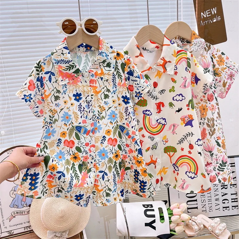 Girl's Dress Summer New  Baby Girl's Shirt Dress Open Dress Thin Girl's Dress Children's Dress