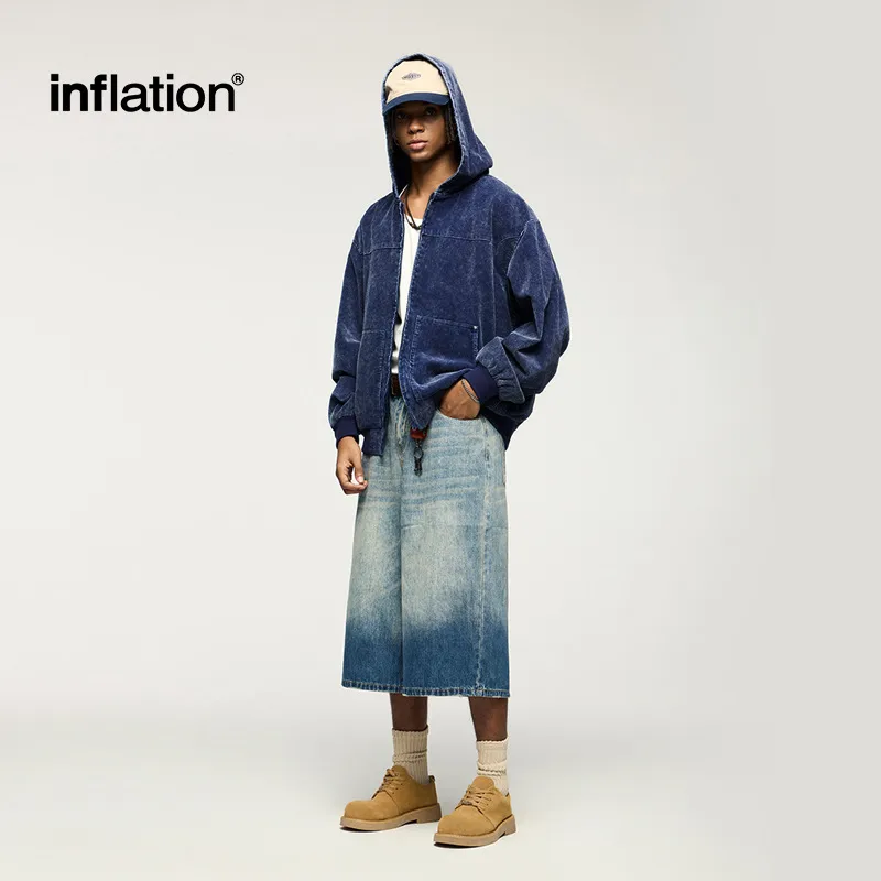 Inf Men's Wear | Washed Corduroy Hooded Jacket  Autumn And Winter New Trendy Brand Short Jacket Cardigan Sweatshirt