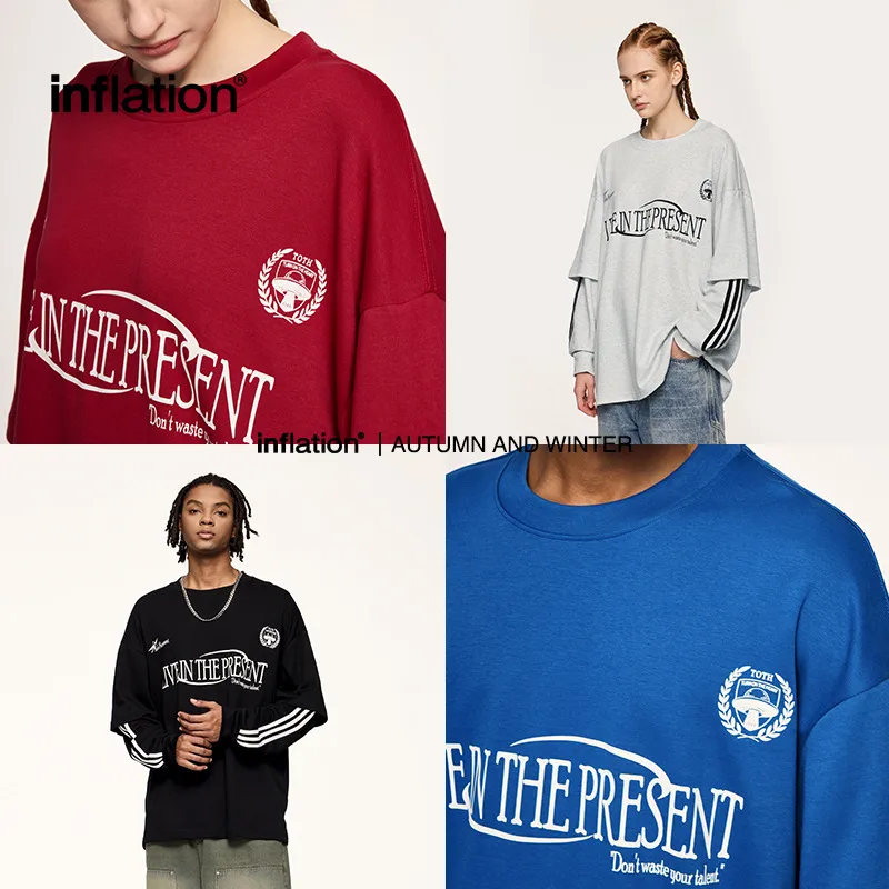 INF Men's | Sporty Chic Fake Two-piece Long Sleeve T-shirt  Fall/Winter New Fashion Brand Loose Jacket Men