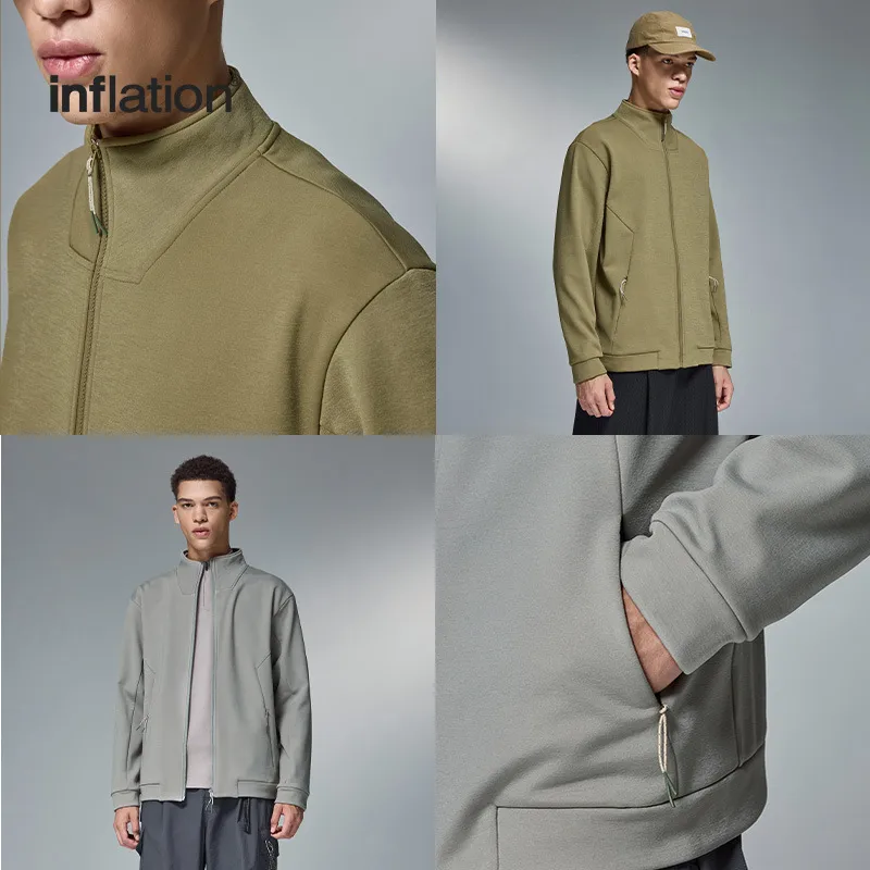 INF Men's | Hydrogen Four-sided Elastic Splicing High Collar Coat  Fall/Winter New Fashion Brand Vertical Collar Fleece Coat Men