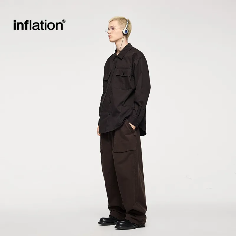 INF Men's Wear | Asut Dye Thick Dense Stereo Bag Coulter Pants  Fall/Winter New Retro Casual Straight Leg Pants