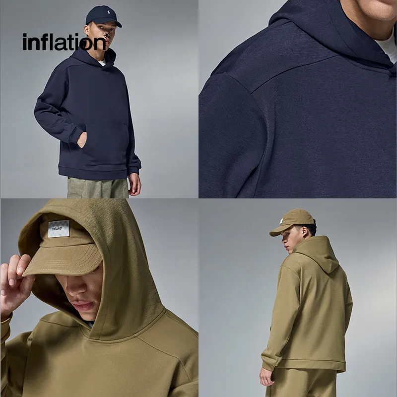 INF Men's Wear | Hydrogen Four-Sided Solid Color Hooded Wear New Fashion Brand 410g Fleece Jacket For Fall/Winter