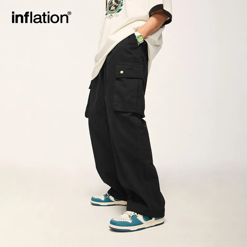INF Men's Wear | Twill Wide Leg Loose Big Pocket Workwear Paratrooper Pants  Autumn Fashion Brand Men's Workwear