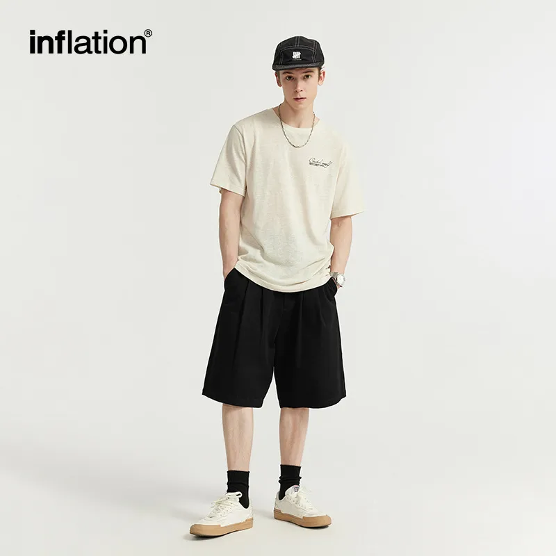 INF Men's Clothing | Double Pleated Suit Shorts  Spring And Summer Fashion Brand New Casual Loose Wide Leg Suit Shorts Men