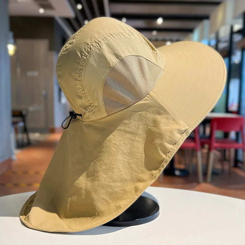 Summer Big Neaves Shawl Sun Hat Men's Outdoor Sunscreen Mountaineering Fishing Hat  Casual Waterproof Quick-drying Fisherman Hat