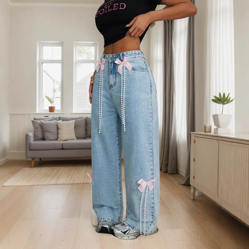 Women's Holiday Street Simple Style Streetwear Solid Color Full Length Jeans