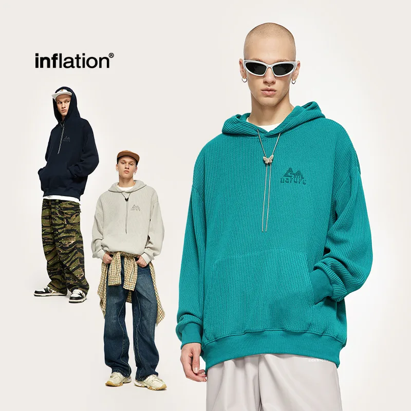 INF Men's Wear | Texture Knitted Embroidered Hooded Wear  Fall/Winter 380g Heavy Loose Tide Brand Jacket