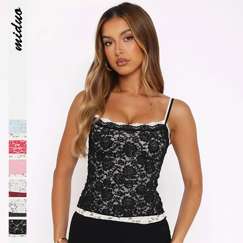 Spring And Summer Foreign Trade  Europe And The United States Pure Wind Double Lace Lace Hot Girl Sexy Camisole