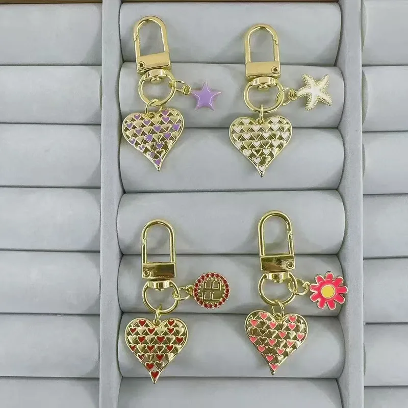 1 Pc/Package Cute Modern Style Letter Star Starfish Copper Polishing Enamel Inlay Zircon Unisex Keychain