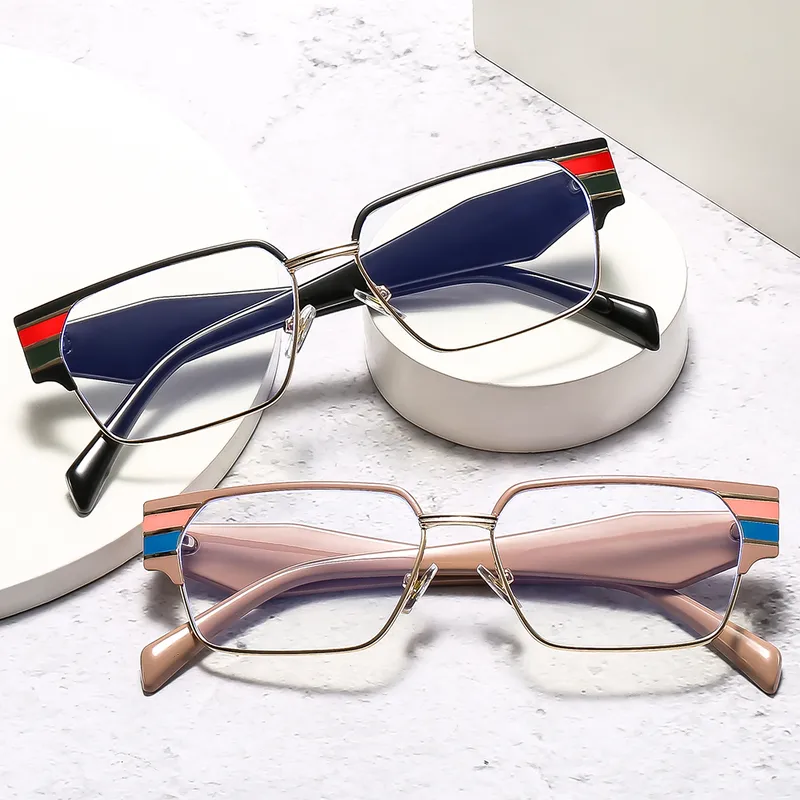 Casual Solid Color Ac Square Full Frame Glasses
