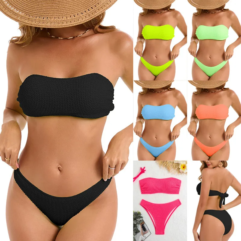 Women's Solid Color 2 Pieces Set Swimwear