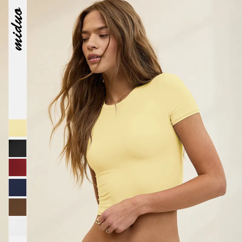 New Tight Short Y2K Base Shirt Short Sleeve Slim T-Shirt Whole Double Shoulder Top Spice Girl