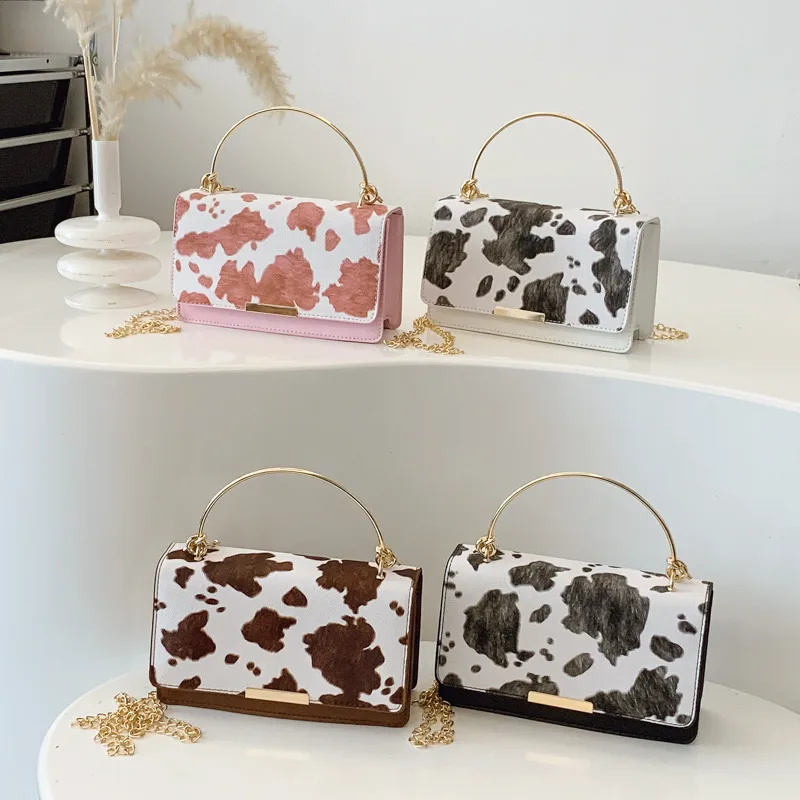 Special-Interest Design Cows Pattern Portable Women's Bag  New Simple Fashion Shoulder Messenger Bag Western Style Small Square Bag Fashion