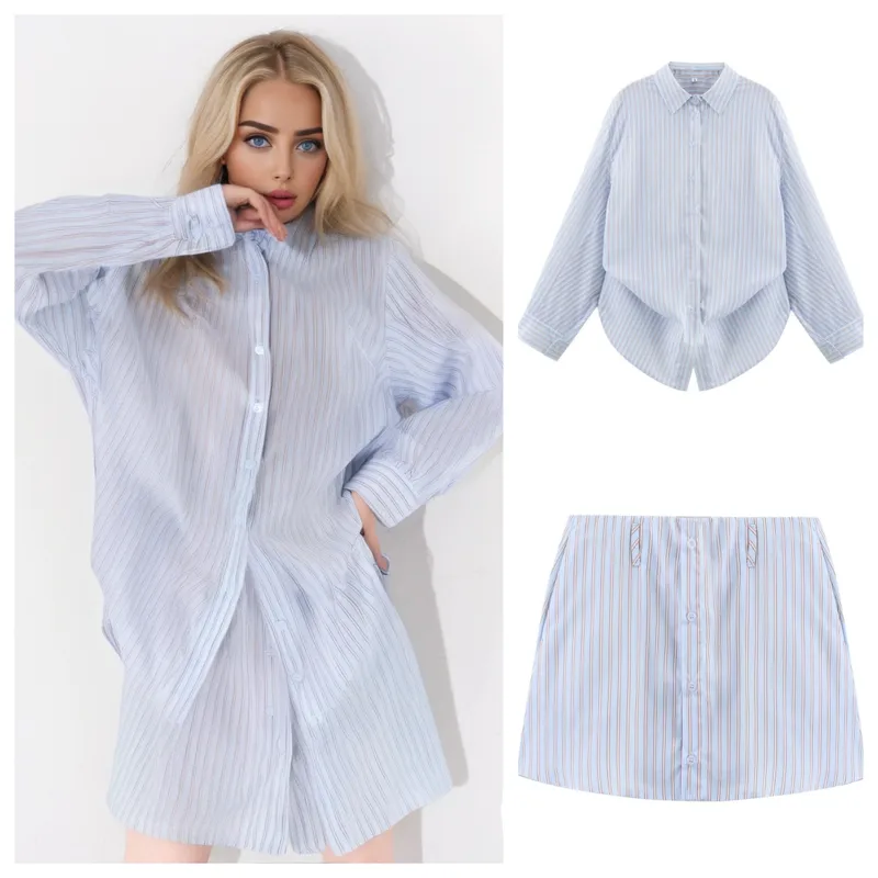 Casual Holiday Street Women's European And American Wind Streetwear Stripe Polyester Shorts Co-ord Set Shorts Sets