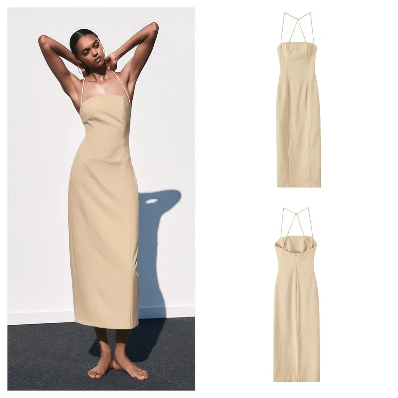 Women's Tight Skirt Casual Sexy Strap Sleeveless Solid Color Maxi Long Dress Casual Wedding Banquet