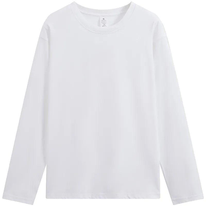 250G Autumn Cotton Bottoming Shirt Printing Loose Cotton Casual Top Round Neck Long Sleeve T-shirt Custom Printed Logo