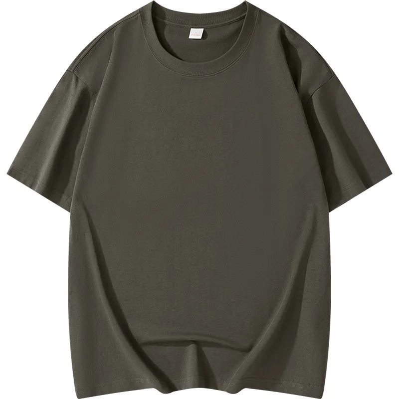 Street Fashion Ins Heavy T-shirt Custom Logo Picture Printing Oversize Cotton Round Neck Short Sleeve Drop Shoulder T-shirt Printing